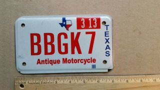 License Plate,  Texas,  Antique Motorcycle,  Bbgk 7,  2013