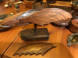 Mid Century Wooden Fish Sculpture Carved By Pervis Young