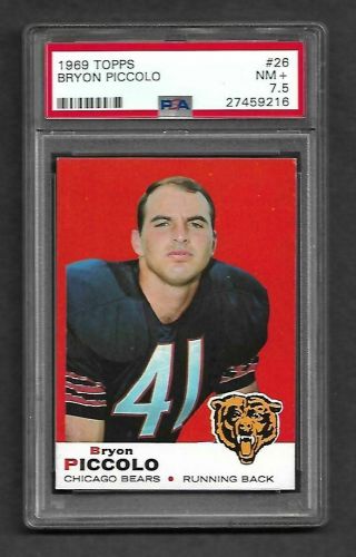 1969 Topps 26 Bryon (brian) Piccolo (r) Psa 7.  5 Nm,  Chicago Bears,  Rookie Card