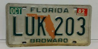 Florida Car Auto Truck License Plate " Luk - 203 " Broward Official Fl Issued