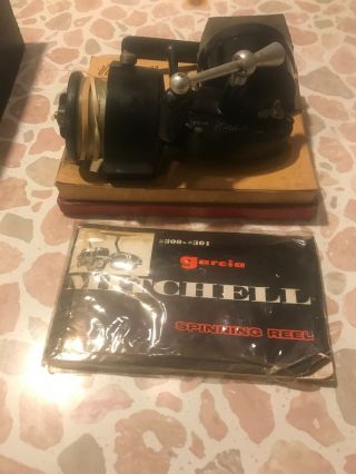 Vintage Garcia Mitchell 300 Spinning Reel w/ Box and Extra Spool,  Made in France 3