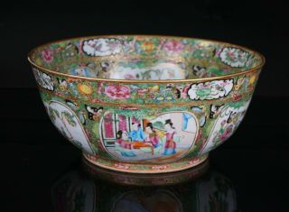V - Large Antique Chinese Canton Famille Rose Porcelain Punch Bowl C1840 Qing