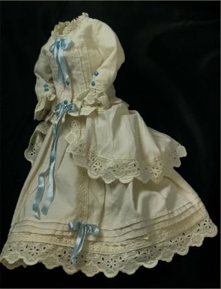Long French Fashion Doll Dress Antique Style For 18 - 19in Antique Doll