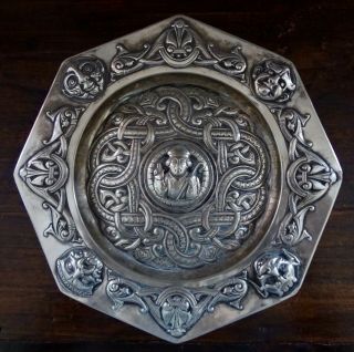 Spectacular Antique Norwegian 830 Silver Footed Dish J.  Smejda Hand Chased 6to
