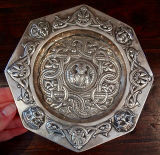 Spectacular Antique NORWEGIAN 830 Silver Footed Dish J.  Smejda Hand Chased 6TO 2
