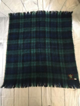 Creagaran Mills Wool & Mohair Throw Blanket Vintage Tartan Blue Green Scotland