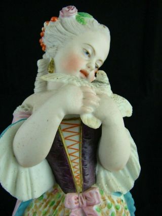Antique Jean Gilles of Paris Porcelain Figure Of Girl With Dove. 2
