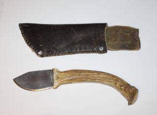 Vintage Hand Made Knife From File In Hand Made Sheath