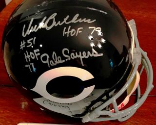 Gale Sayers Dick Butkus Full Size Throwback Helmet Signed Auto Chicago Bears