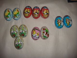 12 Vintage Metal Easter Eggs Made In Hong Kong Litho Painting Decor
