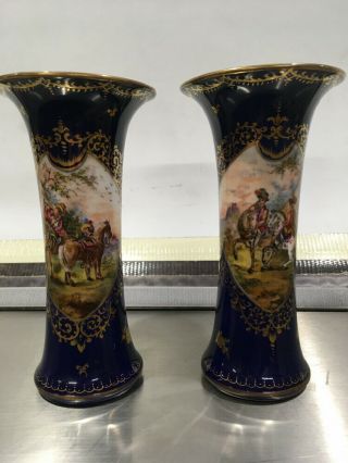 Antique Dresden Meissen Style Porcelain Hand Painted Vases 2