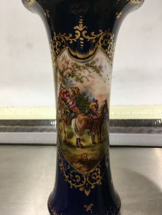 Antique Dresden Meissen Style Porcelain Hand Painted Vases 3