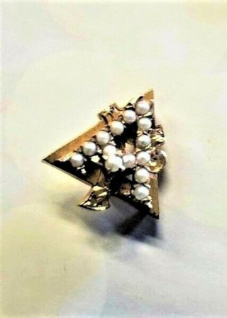 Antique ALPHA GAMMA DELTA 10K Solid Gold 4.  5Gm 1953 Sorority Pin Badge w/Pearls 3