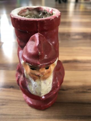 Vintage Paper Mache Santa Claus Candy Container Antique Rare Holiday