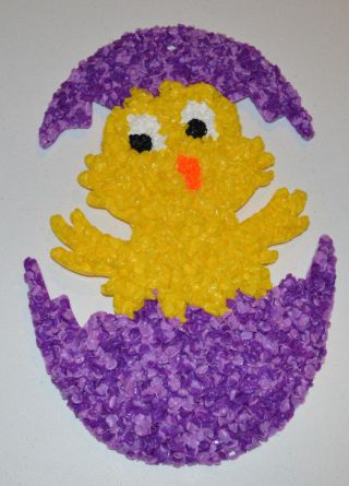 Vintage Purple Easter Egg Chick - A - Dee Melted Plastic Popcorn Decoration Hanging