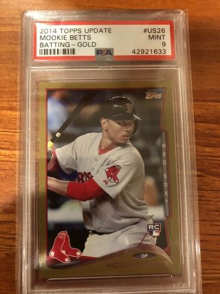 2014 Topps Update Gold Mookie Betts Rookie Rc /2014 Us26 Psa 9
