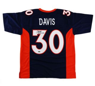 Terrell Davis Signed Denver Custom Blue Jersey With " Sb Xxxii Mvp " Inscription