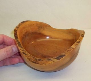 Vintage Hand Crafted Wooden Yew Wood Bowl Natural Edge