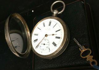 . 935 Swiss Silver Key Wind Lever Pocket Watch - Arthurs Reliable Bear Mark