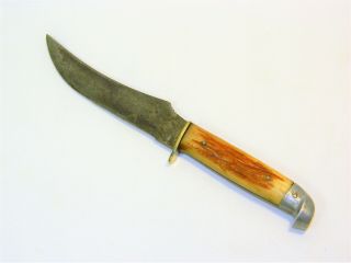 Vintage 9 - 1/2 " Japan Fixed Blade Stag Horn Hunting Knife