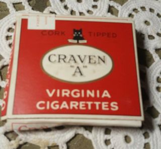 Vintage Cork Tipped Craven " A " Virginia Cigarette Advertising Box London England
