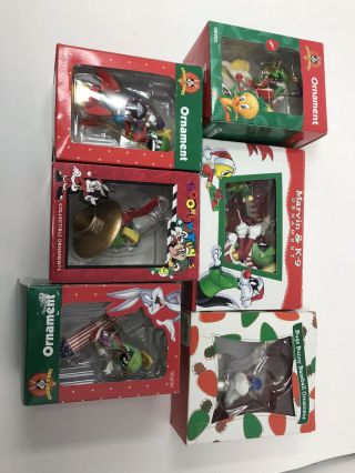 5 Vintage 90s Looney Tunes Marvin The Martian Christmas Tree Ornaments,  1 Bugs