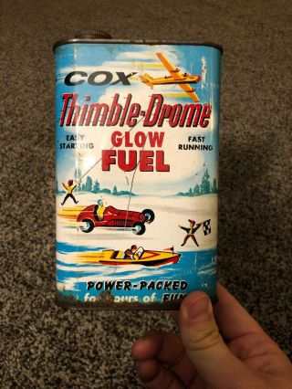 Vintage 1950’s ? Cox Thimble Drome Glow Fuel Advertising Auto Airplane Quart Can
