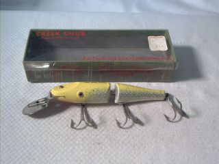 Vintage Old Wood Fishing Lure Creek Chub Jointed Pikie Yellow Flash Te Dd W/ Box