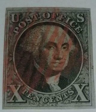Antique Rare U.  S.  Stamp 1847 George Washington 10 Cent Unperforated