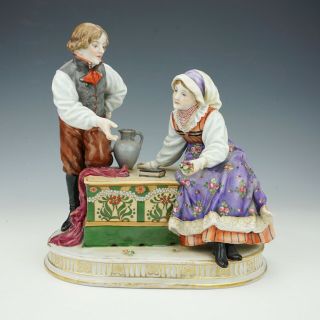 Antique Continental Porcelain - Young Man & Lady Figurine - Poss Russian.