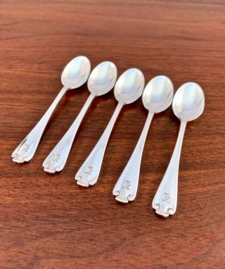 (5) Tiffany & Co.  Sterling Silver Demitasse Spoons Flemish Pattern: Monogram