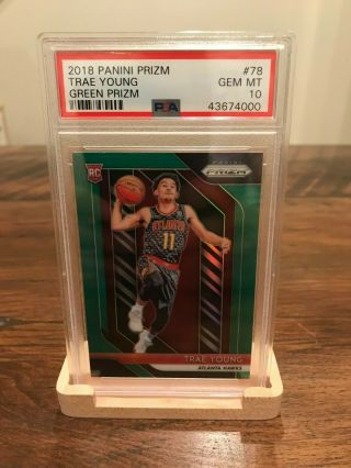 Psa 10 2018 - 19 Panini Prizm Trae Young Green Rookie Refractor Hawks Rc