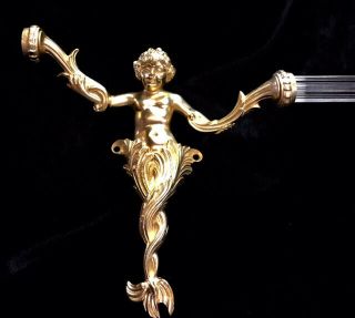 Sherle Wagner 24 Carat Gold Plated Water Nymph Towel Bar,  Vintage Brass Ca.  1980s