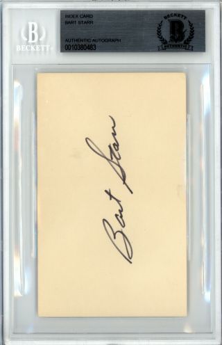 Bart Starr Autographed Signed 3x5 Index Card Green Bay Packers Beckett 10380483