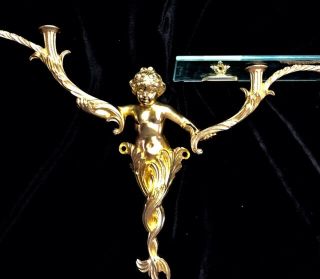 Sherle Wagner 24 Carat Gold Plated Water Nymph Shelf,  Vintage Brass Ca.  1980s
