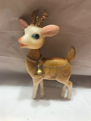 Vintage Rubber/plastic Christmas Reindeer Figure Glitter Japan 16n