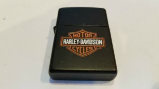 Zippo Cigarette Lighter 1997 Black Harley Davidson Motor Cycles With Flint