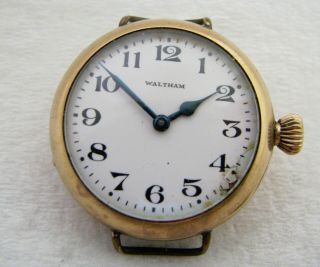 Vintage Mens Waltham Gold Filled Trench Wristwatch Watch Parts Repair