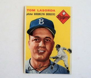 1954 Topps 132 Tommy Lasorda Dodgers Rc Nrmint - Flash