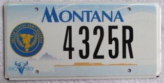 Montana 2000 United States Army Reserve Graphic License Plate 4325r