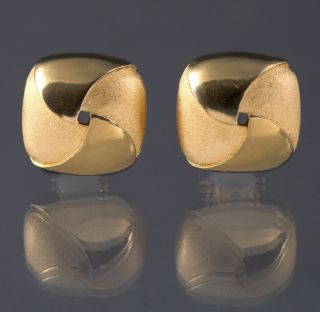 Vintage Givenchy Clip On Earrings Designer Signed 1979 Paris Ny Gold Tone Square