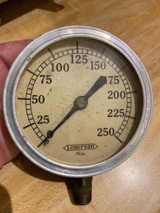 Vintage Antique Lonersan Pressure Gauge Meter Philadelphia Steampunk