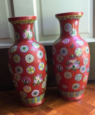 Antique Chinese Famille Rose Porcelain Vases (pair) 2