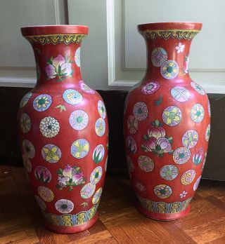 Antique Chinese Famille Rose Porcelain Vases (pair) 3