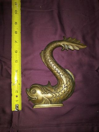Vintage Brass Doorstop Sea - Serpent Nautical Dolphin Fish Koi Heavy