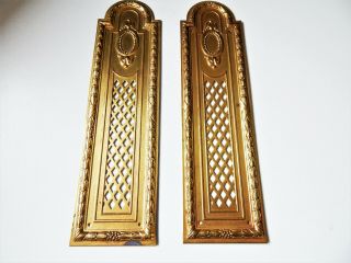 Pair Vintage French Brass Door Finger Scratch Push Plates Rococo Castle,  Château