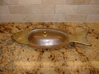 Vintage Copper & Brass Fish Serving Dish