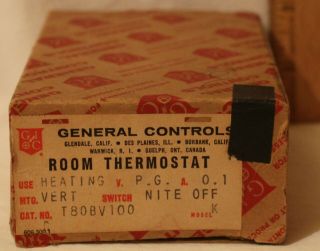 Vintage General Controls Room Thermostat Heating Orig Box