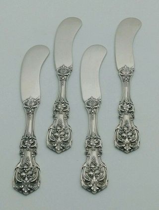4 Reed & Barton Francis I Sterling Silver Butter Knives,  Old Marks,  132 Grams