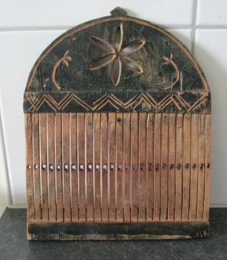 Very Rare Antique Swedish Folk Art Wood Tape Loom Rigid Heddle 1700s
